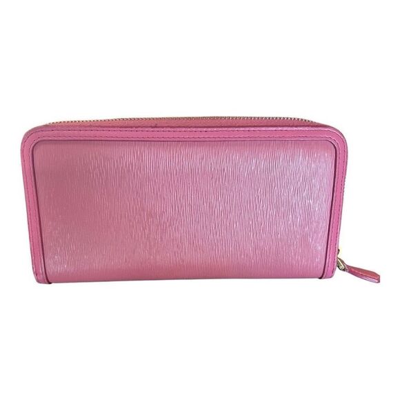 Prada Purse Zip Around Leather Ribbon Long Wallet Pink EUC - Picture 8 of 9